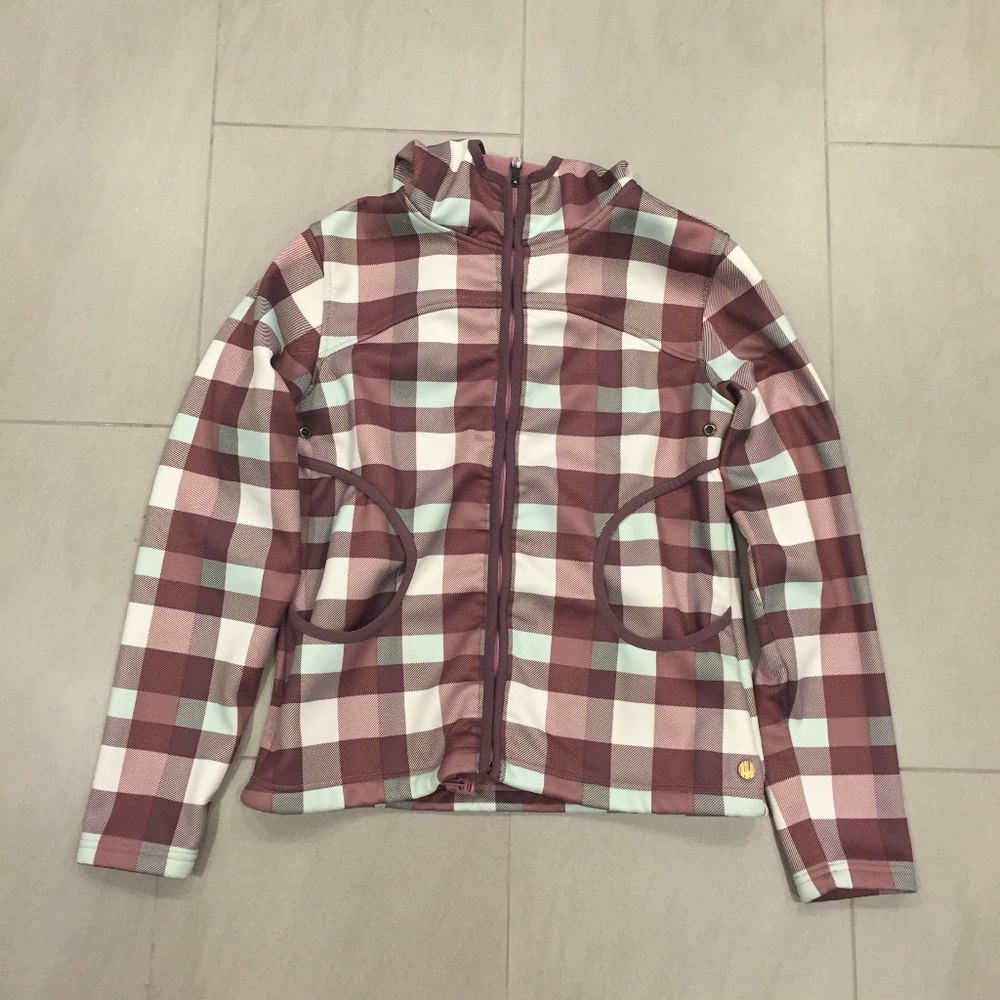 Burton Purple and Aqua Plaid Snowboard Ski Hoodie